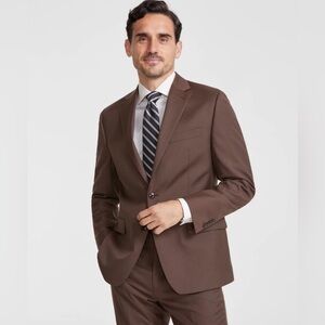 Michael Kors Mens Classic Fit Wool Suit Jacket Blazer Sports Coat in Brown Solid
